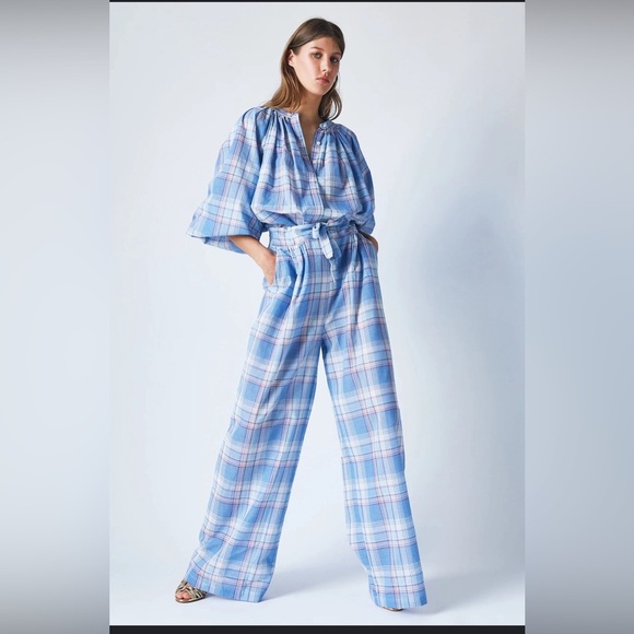 The Label Edition Thalia pants blue checks XS - Picture 1 of 3